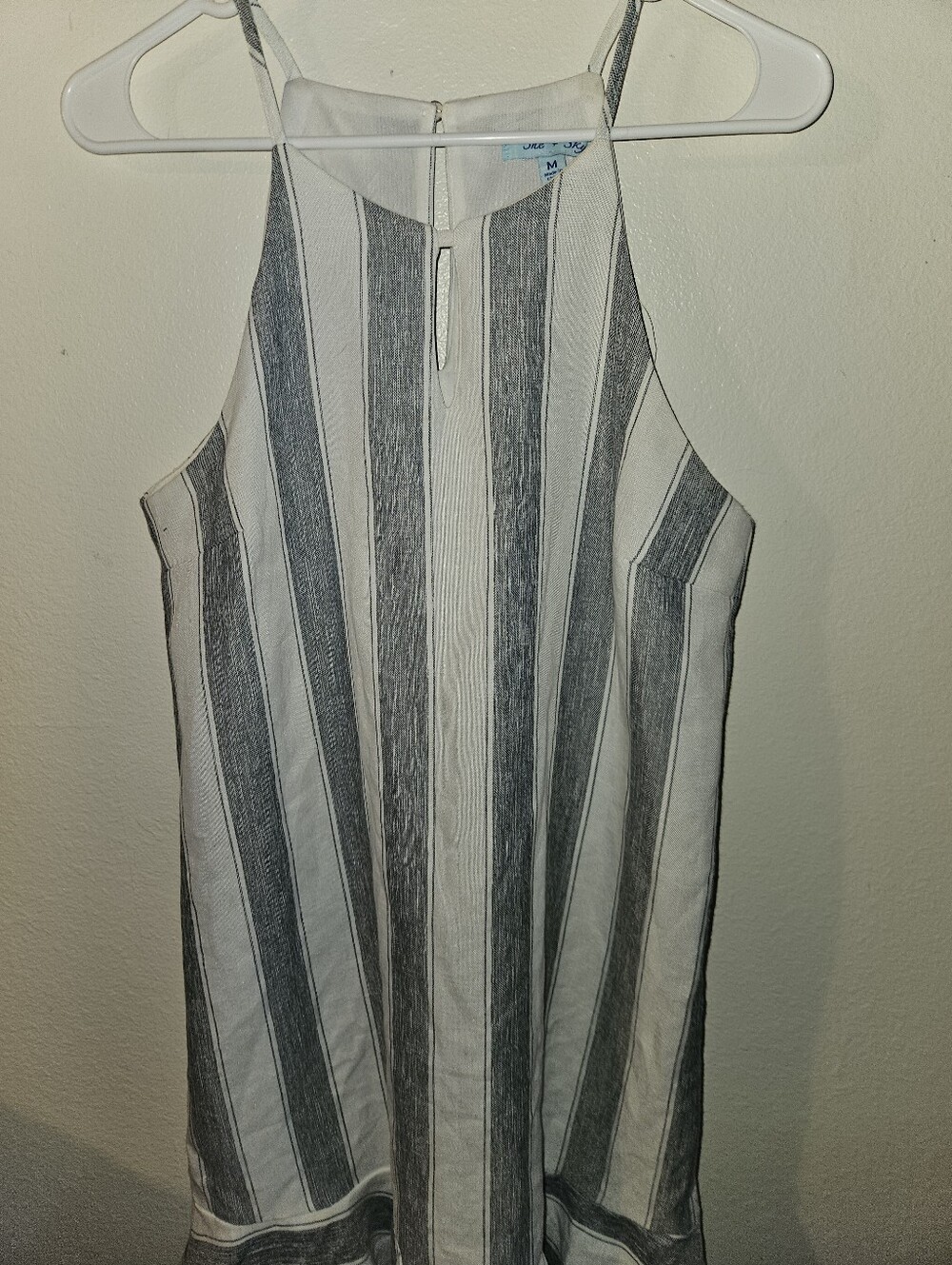She + Sky Womans Vertical Striped Ruffle Dress Size M - Picture 3 of 13